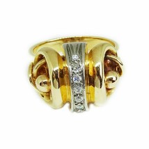 Bold Art Deco Era 0.2ctw Natural Diamond Scroll Ring 18k Rose Gold Size 9.75 - £1,200.83 GBP