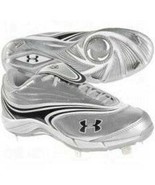 Womens Baseball Cleats Under Armour Glyde IV Silver TPU Molded Shoes-siz... - $18.81