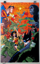 1997 JLA poster: Superman,Batman,Wonder Woman,Flash,Shazam,Green Lantern,Aquaman - £39.95 GBP