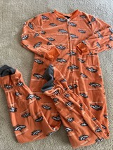 Denver Broncos Football Boys Orange White Fleece Long Sleeve Pajamas 7 - £11.74 GBP