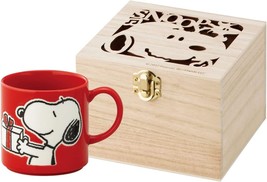 SNOOPY Mug Colorful Peanut Wooden Boxed Happy Holiday Gift Made in Japan RED - £33.32 GBP