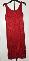 Vintage 80s Argenti 100% Pure Silk Sleeveless Midi Floral Dress Red Size 8 - £18.66 GBP