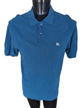 Burberry Mens Size XL Polo Shirt Blue Teal Coastal Money Classic Money CheckGift - £80.03 GBP