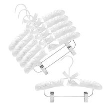 Only Hangers 12&quot; White Children&#39;s Satin Padded Hangers w/Clips (Pack of 6) - £17.98 GBP