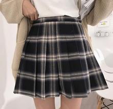 Burgundy Short Plaid Skirt Outfit Women Girl Plus Size Pleated Plaid Skirt image 9