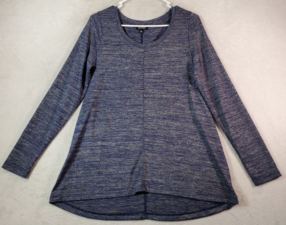 Jones New York Sweater Women Small Navy Gray Knit Viscose Long Sleeve Ro... - $10.69