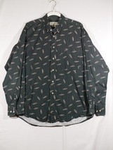 Vintage 90s Natural Issue Button Shirt Men XL Green Hipster Heavy Twill - £16.02 GBP