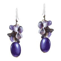 Stunning Purple Amethyst Ovals with Chunky Stone Accents Dangle Earrings - £7.75 GBP