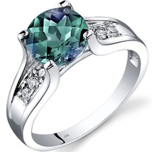 14K White Gold 2.25 Carats Created Alexandrite &amp; Diamond Cathedral Ring - £463.61 GBP