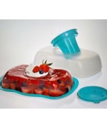 NEW TUPPERWARE RECTANGULAR JEL MOLD - CLEAR &amp; AQUA PEACOCK GREEN - $14.84