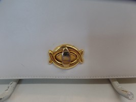 Giani Bernini White Leather Flap Purse With Goldtone Accents 10&quot; L X 7&quot; T X 3&quot; D - £15.82 GBP