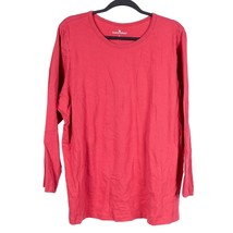 Woman Within Tshirt 1X 22 24 Womens Long Sleeve Round Neck Cotton Red - £12.50 GBP