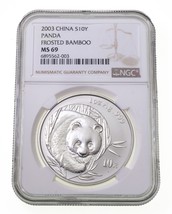 2003 China S10Y Silber Panda Mattiert Bambus NGC MS69 1 OZ - $300.15