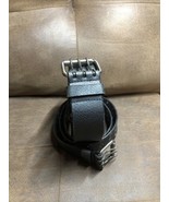 2 Pack Men Women Unisex 3 Holes Row Grommet Leather Belt 40” Metal Buckl... - $9.89