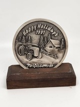 1991 Ferguson 30 Token Happy Holidays Pewter 1992 Calendar With Stand - £16.81 GBP