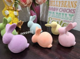 Martha Stewart Pastel Easter Flocked Bunny Bunnies Rabbits Figurines Decor New - £30.85 GBP