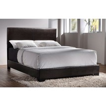 Queen size Dark Brown Faux Leather Upholstered Bed with Headboard - $8,462.82 MXN