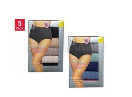 Black Bow Ladies&#39; High Waist Brief with Lace, 4, 5-pack - £14.34 GBP
