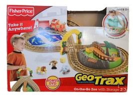 2008 Fisher Price Geotrax On the Go Zoo Fold &amp; Go Train Playset Lion &amp; E... - $24.74