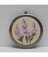 Lavender Purple Flower Embroidered Round Compact Mirror Gift Stocking St... - $20.77 CAD