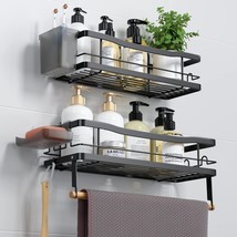 Shower Caddy Shelf Organizer Rack: Self Adhesive Black Bathroom Shelves - £11.65 GBP