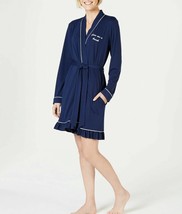 Jenni Embroidered Jersey Knit Robe, Color: Navy, Size: X-Small - £15.63 GBP