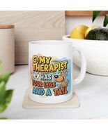 Funny Cat Dog Lover Ceramic Mug  Therapist Humor Mental Health Animal Lo... - $16.99