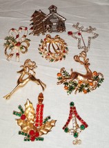 Christmas Brooch Collection Vintage - £37.96 GBP