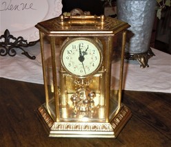 Vintage Elgin Anniversary Carriage Mantle Clock Quartz Brass (PARTS-NOT WORKING) - £23.73 GBP