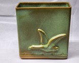 Frankoma Hunter Green Tan 60B Flying Duck/Goose Square Vase Planter – Ve... - $29.67