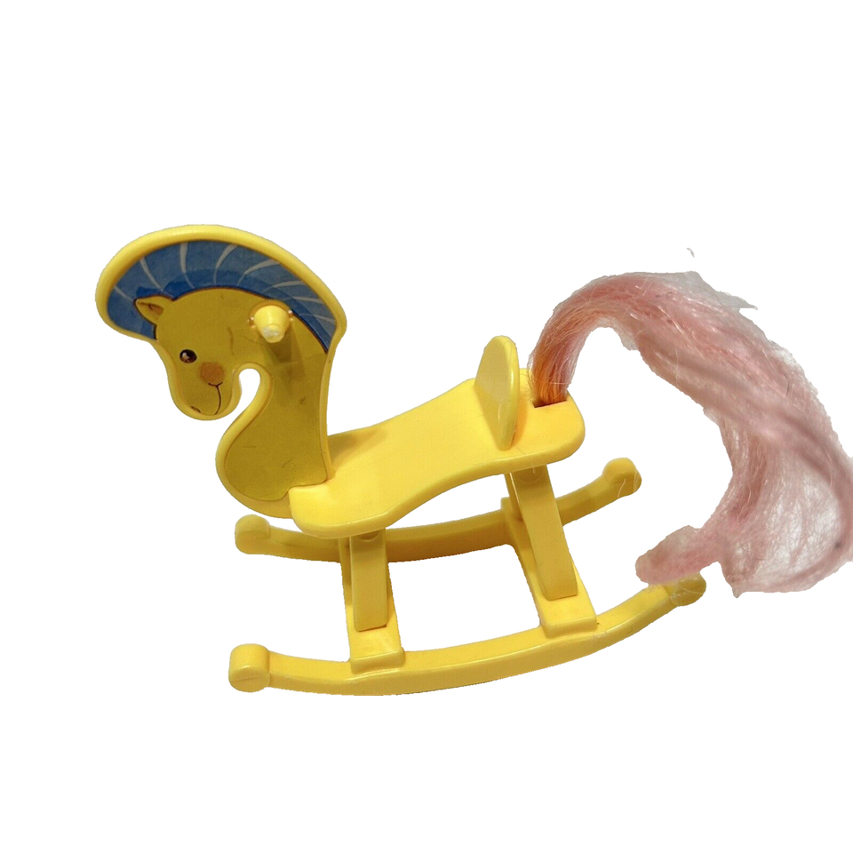 Vintage 1997 Mattel Barbie Kelly Yellow Plastic Rocking Horse Toy 3.75" - $9.63