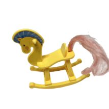 Vintage 1997 Mattel Barbie Kelly Yellow Plastic Rocking Horse Toy 3.75&quot; - $9.63