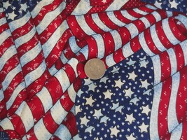 3797. Patriotic American Flags Cotton Fabric - 43-1/2&quot; X 3/4 Yd. - £3.18 GBP