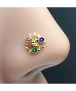 Traditionally 14K Pure Gold Cute Gold Nose Stud Indian style Push pin no... - $74.83