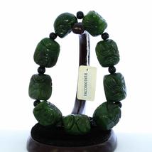0.9&quot; China Certified Nature Hetian Nephrite Jade Hand Carved Rohan Bangle Bracel - £38.76 GBP