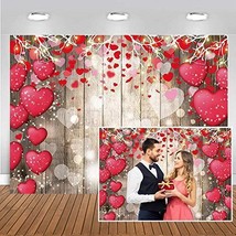 CHAIYA 7x5ft Valentine Backdrop Wood Backdrop Vinyl Red Love Heart Valentine&#39;... - £27.31 GBP