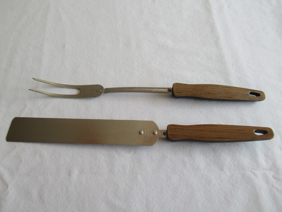 Ekco Meat Turning Fork Icing Spatula Spreader Faux Wood Grain Utensil Lo... - $9.49