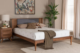 Ainslie Dark Gray Fabric and Walnut Brown Full Size Platform Bed - $4,404.46 MXN