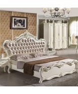 King Size Bed, European French Bed, Handcarved Solid Wood Bed, Bedroom F... - $2,079.72 CAD