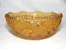Vintage Brockway Glass Co Amber Gold Cereal Bowl Concord Pattern 12c - $276.49 MXN