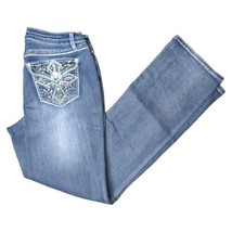EST 1946 Denim Women&#39;s Size 8 Medium Wash Flared Embellished Flap Pocket Jeans - £13.11 GBP