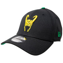 Loki Helmet New Era 39Thirty Fitted Hat Black - $42.98