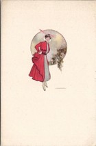 Artist Tito Corbella Glamour Girl Red Coat Fab Hat Italian Art Deco Postcard V16 - £15.94 GBP