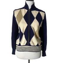 Antonella Preve Rhinestone Cardigan Sweater Vintage Argyle Knit Women&#39;s ... - $29.69