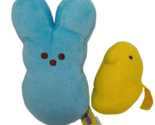 Marshmallow peeps Easter Plush blue bunny rabbit yellow chick lot 2 stuf... - $11.87