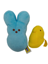 Marshmallow peeps Easter Plush blue bunny rabbit yellow chick lot 2 stuffed toys - £9.51 GBP