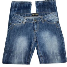 Roberto Cavalli Jeans Blue Denim Rhinestones Embellished Womens Size 28 Vintage  - £93.49 GBP