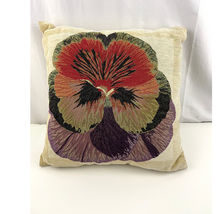 VTG Needlepoint Floral Flowers Design Single Large 16&quot; Throw Pillow 90&#39;s - £18.03 GBP