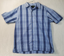 David Taylor Shirt Mens Size Medium Blue Plaid Short Sleeve Collar Button Down - £11.03 GBP