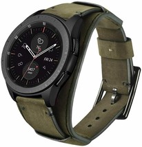 Samsung Gear S3 Frontier/Classic 22mm/Galaxy 46mm Watch Band Leather Army Green - £41.77 GBP
